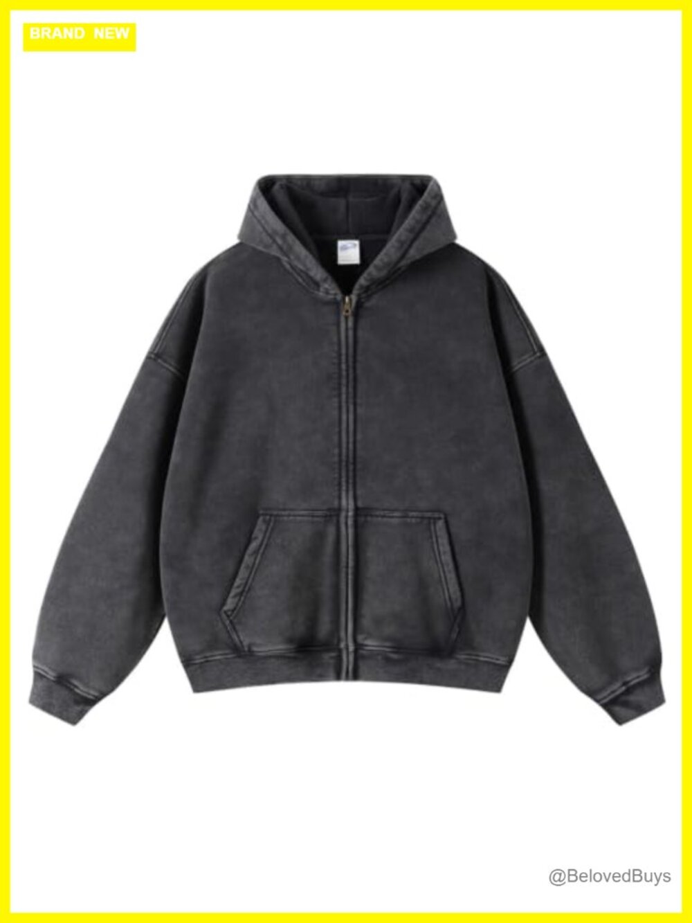 Oversized Zip Up Hoodie Long Sleeve Acid Wash Y2K Sweatshirt with Pockets
